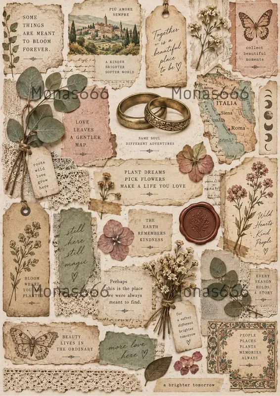 Boho Wedding Junk Journal Ephemera