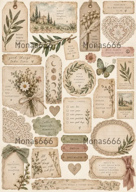 Boho Wedding Junk Journal Ephemera