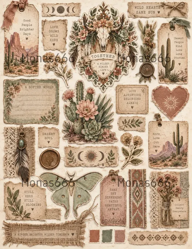 Boho Wedding Junk Journal Ephemera