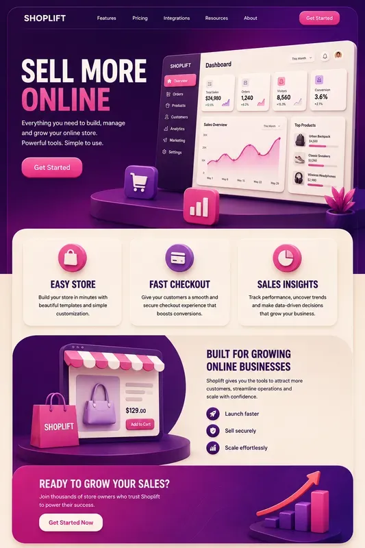 3D Saas Landing Page Studios
