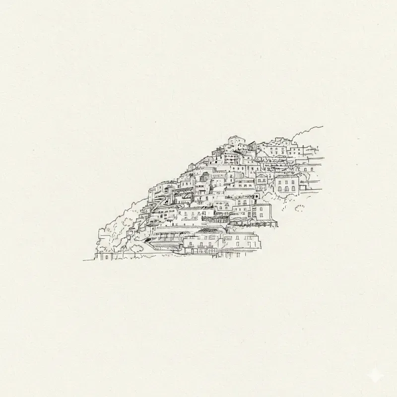 Minimalist Editorial Ink Sketch Scenes