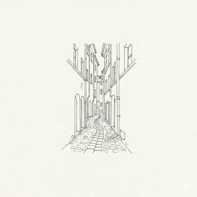 Minimalist Editorial Ink Sketch Scenes