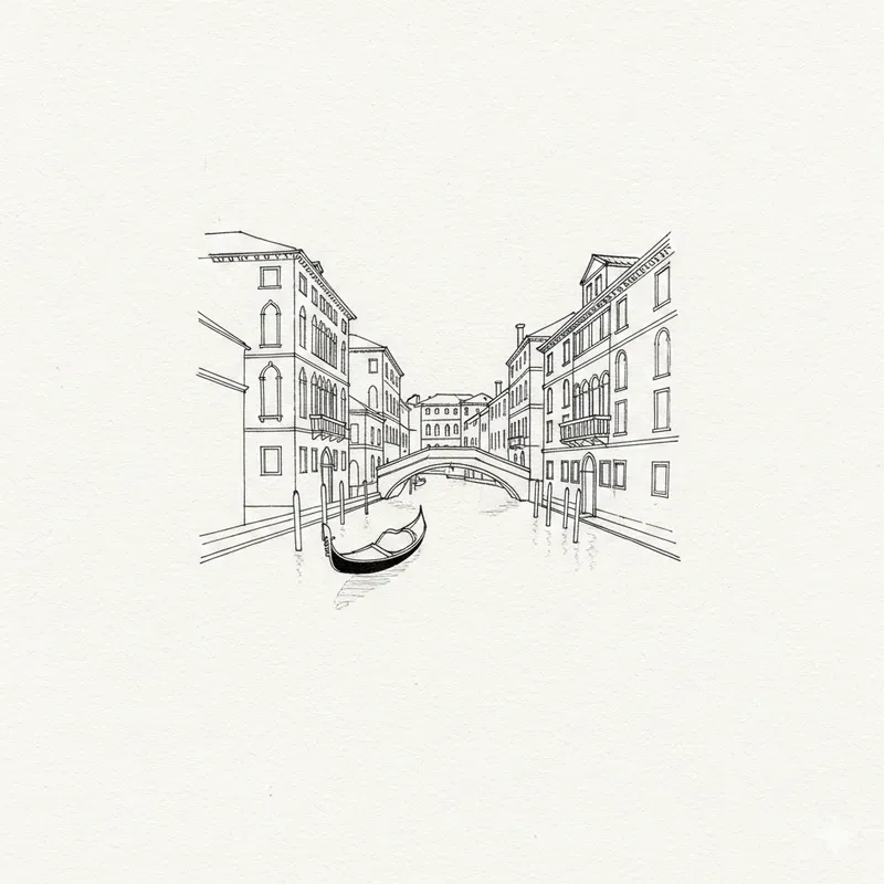 Minimalist Editorial Ink Sketch Scenes