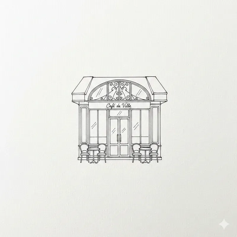 Minimalist Editorial Ink Sketch Scenes