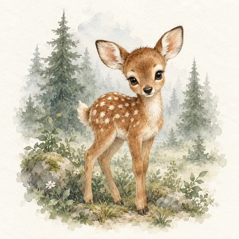 Watercolor Woodland Animal Art