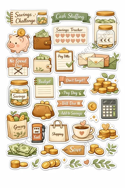 Budget Savings Sticker Sheets
