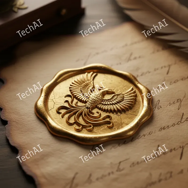 Ornate 3D Golden Wax Seal Art