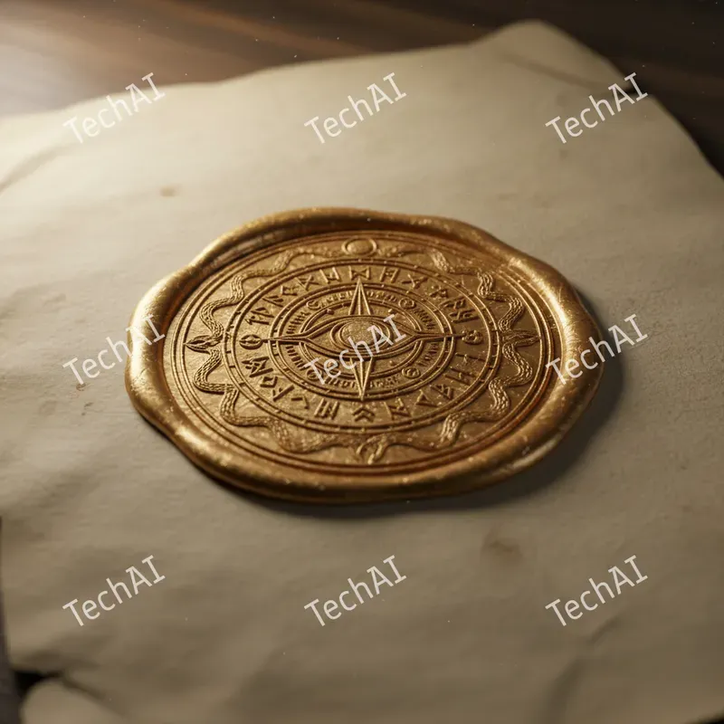 Ornate 3D Golden Wax Seal Art