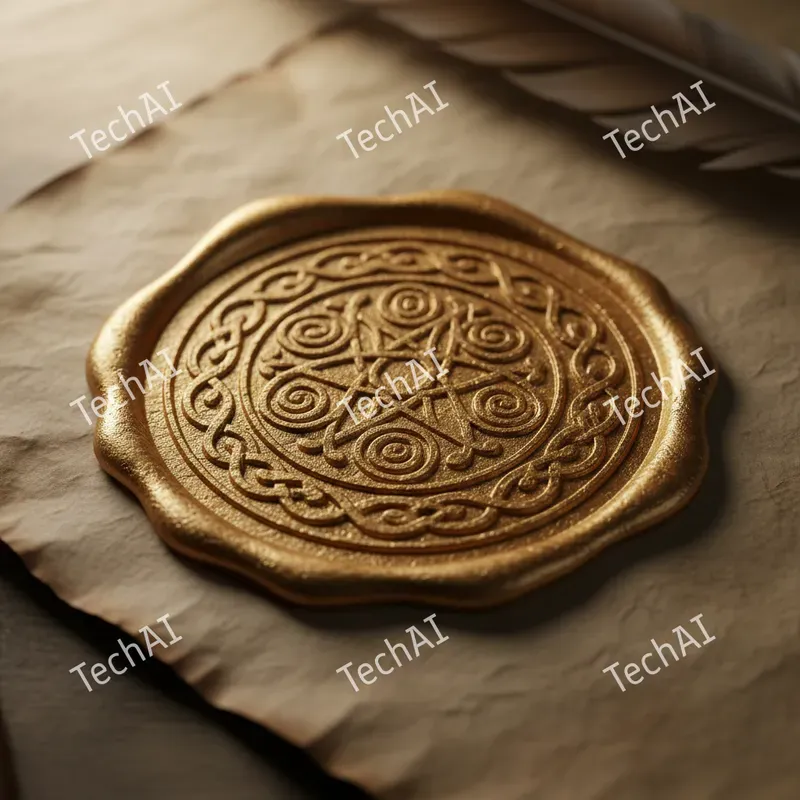 Ornate 3D Golden Wax Seal Art
