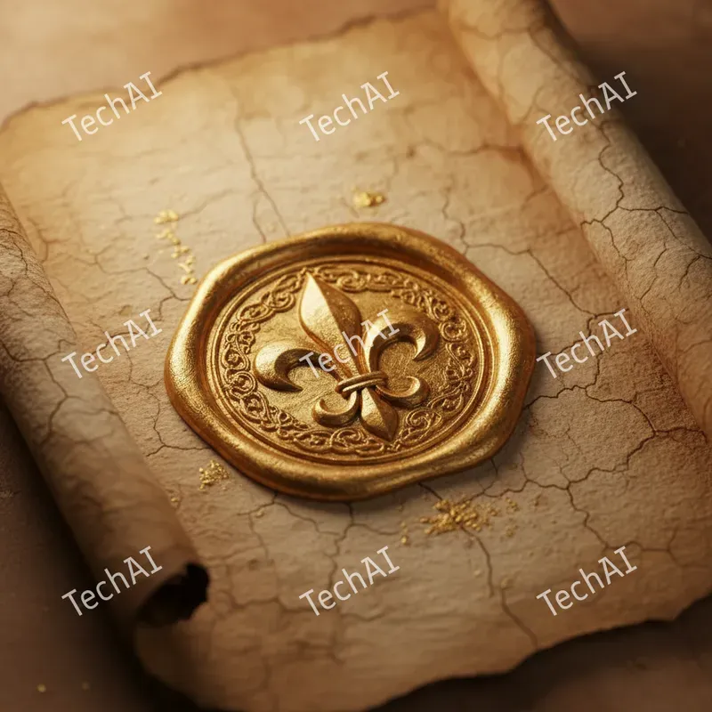 Ornate 3D Golden Wax Seal Art