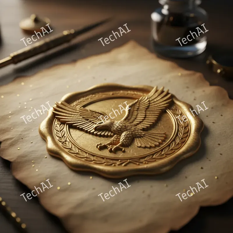 Ornate 3D Golden Wax Seal Art