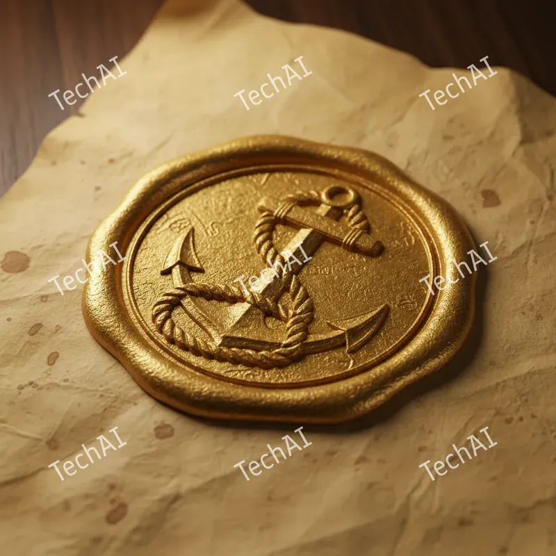 Ornate 3D Golden Wax Seal Art