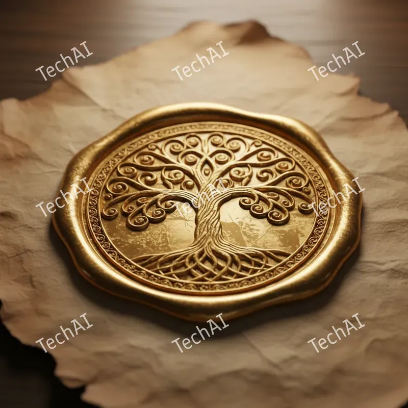 Ornate 3D Golden Wax Seal Art