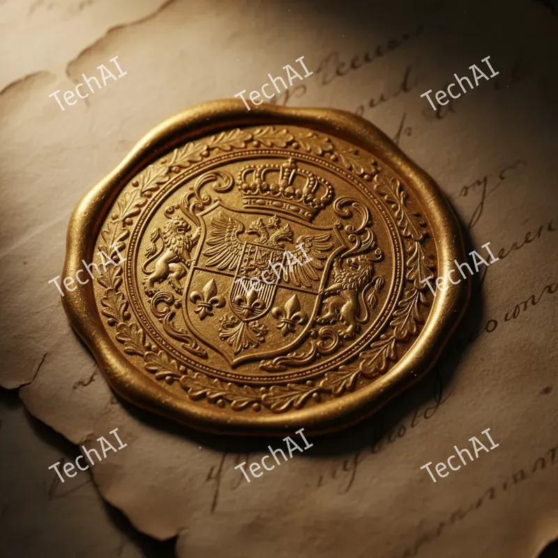 Ornate 3D Golden Wax Seal Art