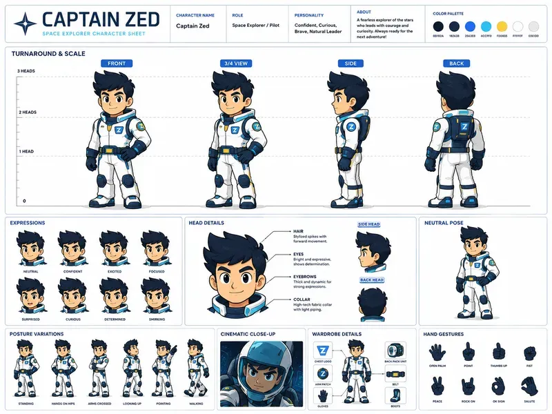 2D Cartoon Character Sheet Pros