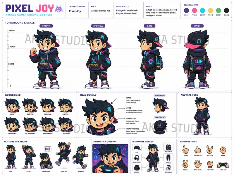 2D Cartoon Character Sheet Pros