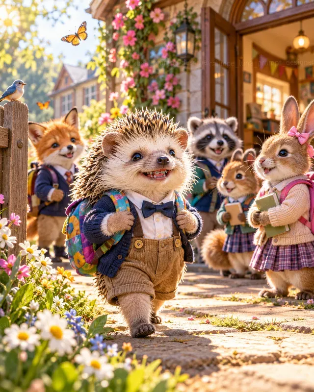 Hyperrealistic Baby Animal School Days