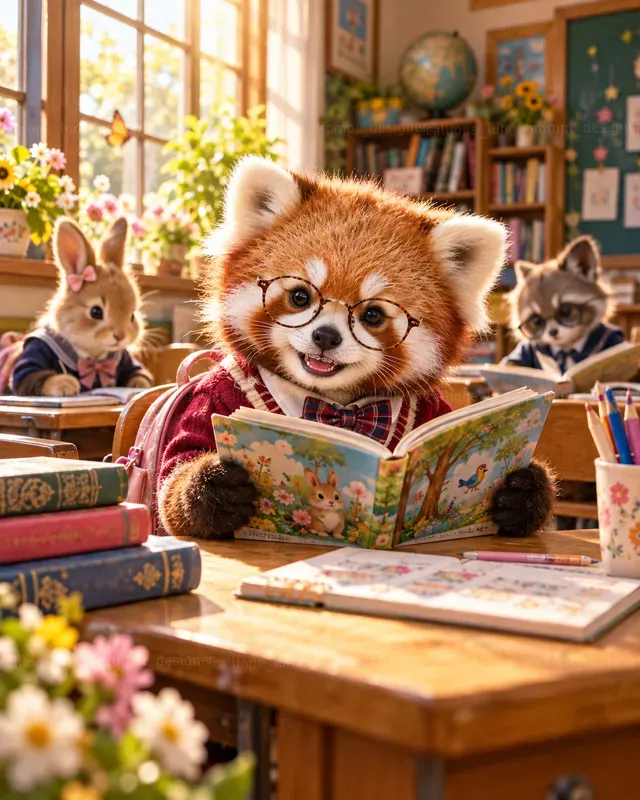Hyperrealistic Baby Animal School Days
