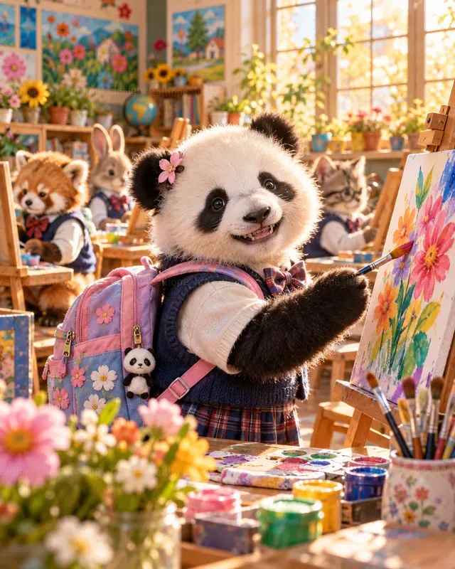 Hyperrealistic Baby Animal School Days