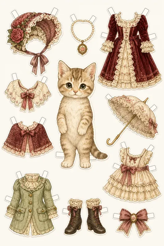 Strawberry Bunny Vintage Dressup Sheets