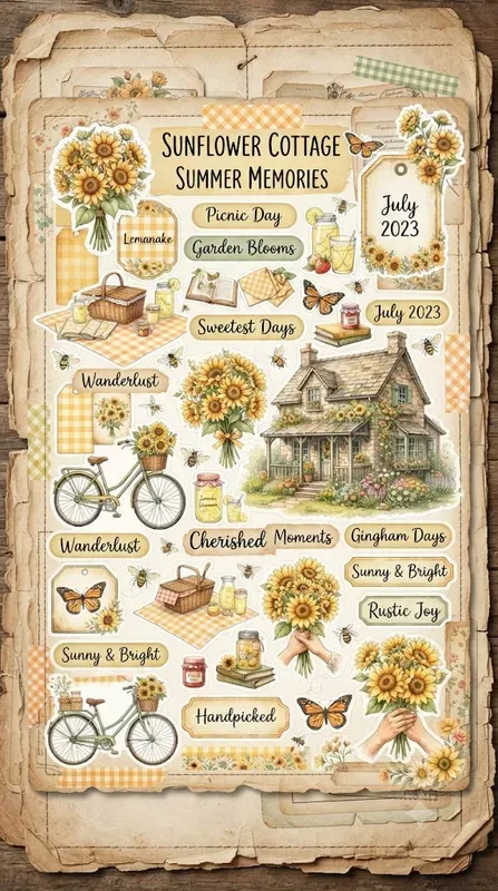 Summer Plaid Journal Stickers