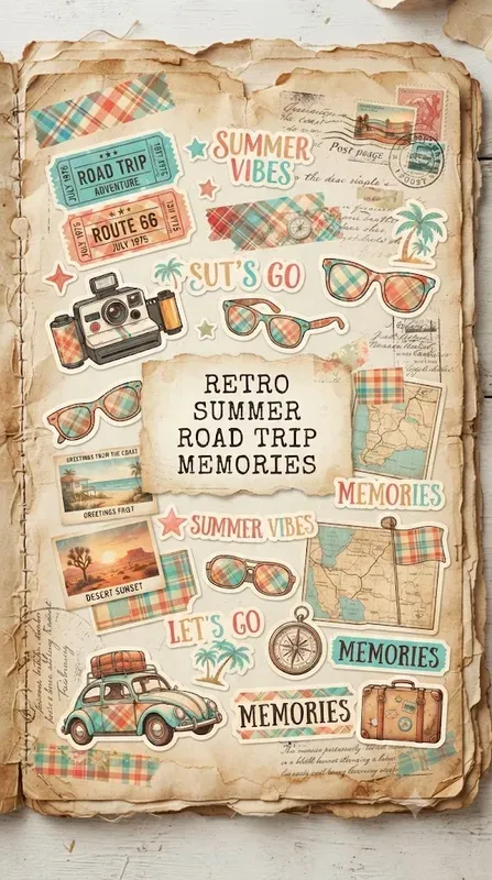 Summer Plaid Journal Stickers