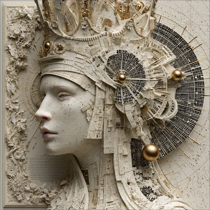 Ivory Op Art Porcelain Reliefs