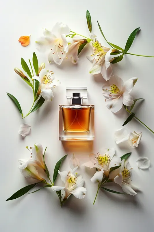 Perfume Bottles With Beautiful Flowers