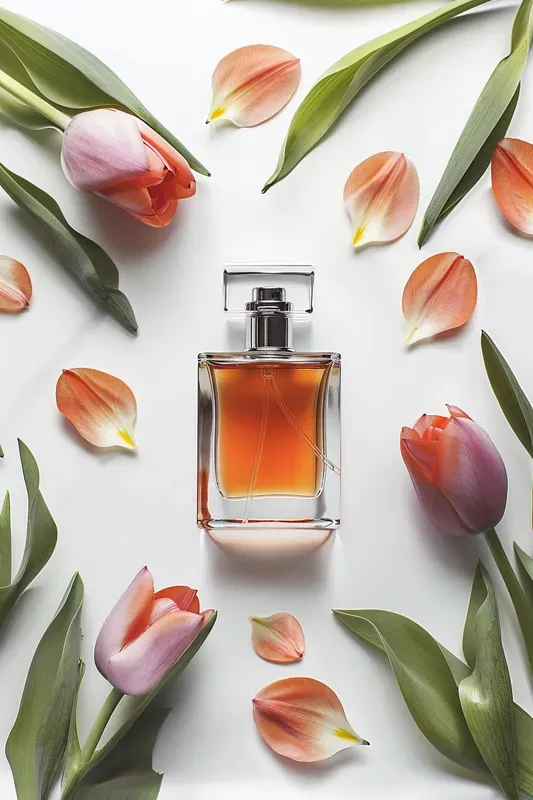 Perfume Bottles With Beautiful Flowers