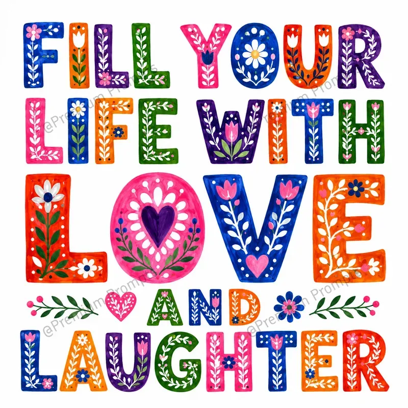 Folk Art Lettering Typography Designs