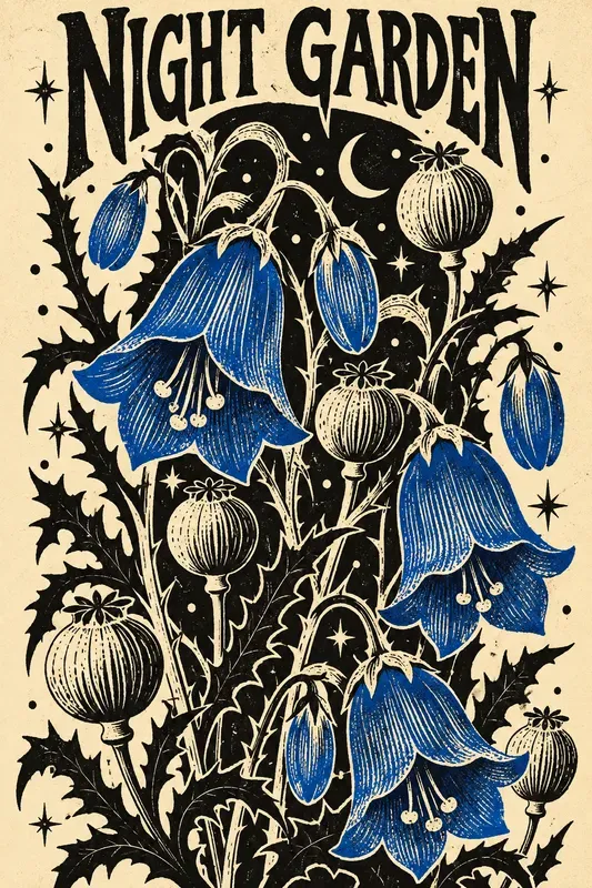 Folk Art Linocut Botanical Posters