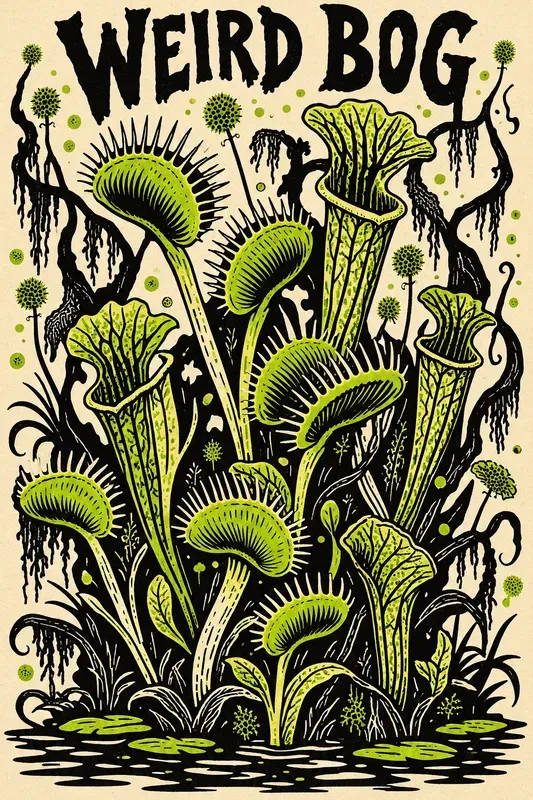 Folk Art Linocut Botanical Posters