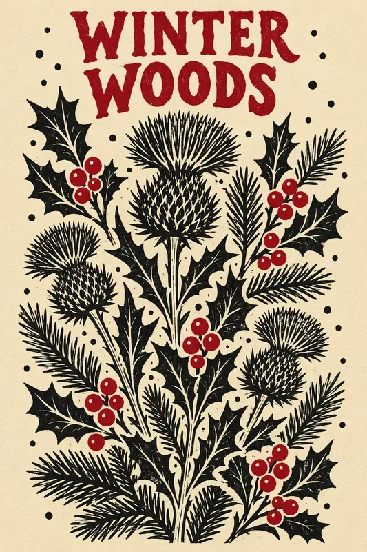 Folk Art Linocut Botanical Posters