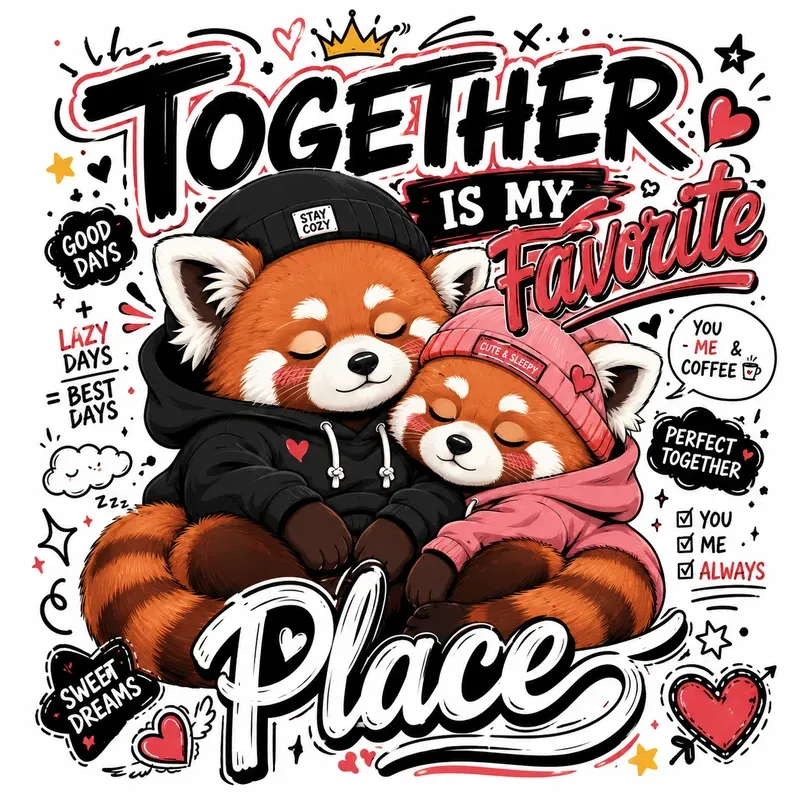 Cute Streetwear Love Doodle Tshirts