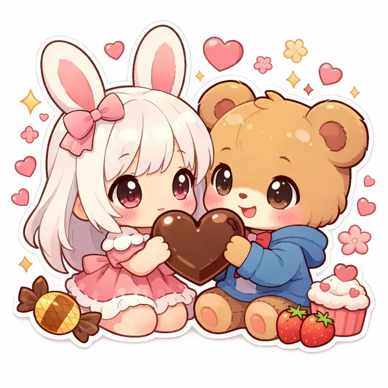Cute Chibi Valentine Sticker Art