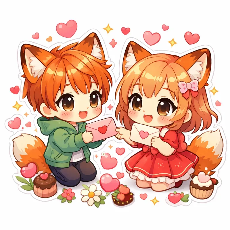 Cute Chibi Valentine Sticker Art