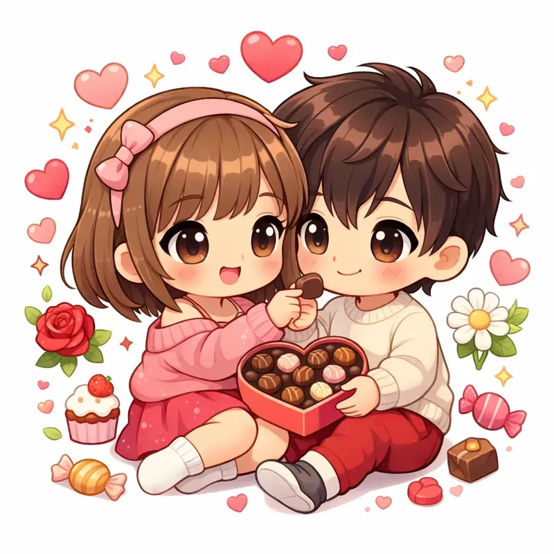 Cute Chibi Valentine Sticker Art