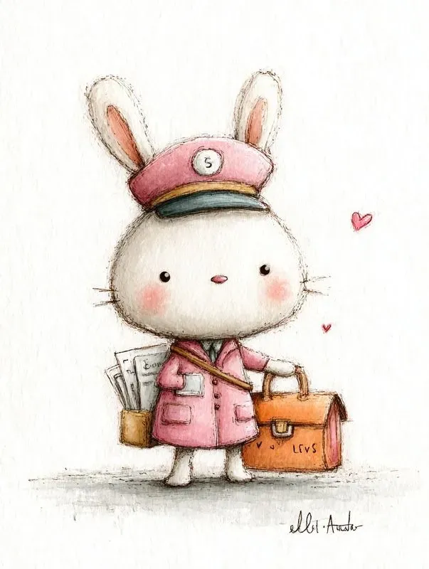 Simple Doodle Valentine Animals Clipart