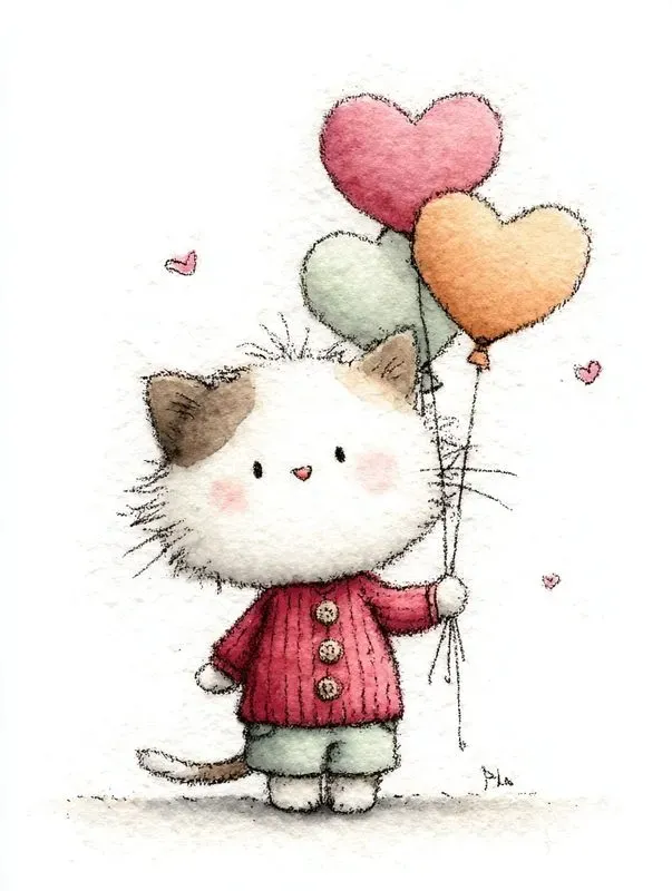 Simple Doodle Valentine Animals Clipart