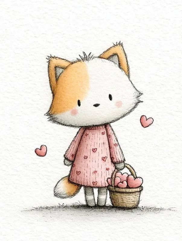 Simple Doodle Valentine Animals Clipart