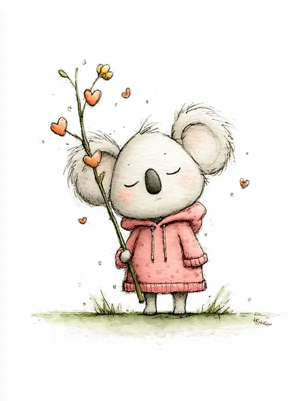 Simple Doodle Valentine Animals Clipart