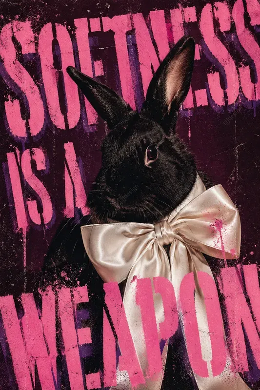 Grunge Coquette Animal Poster Style