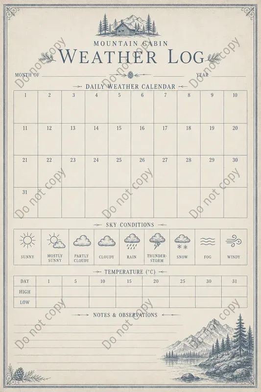 Weather Log Junk Journal Pages