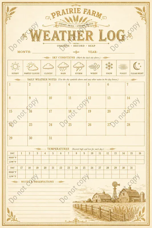 Weather Log Junk Journal Pages