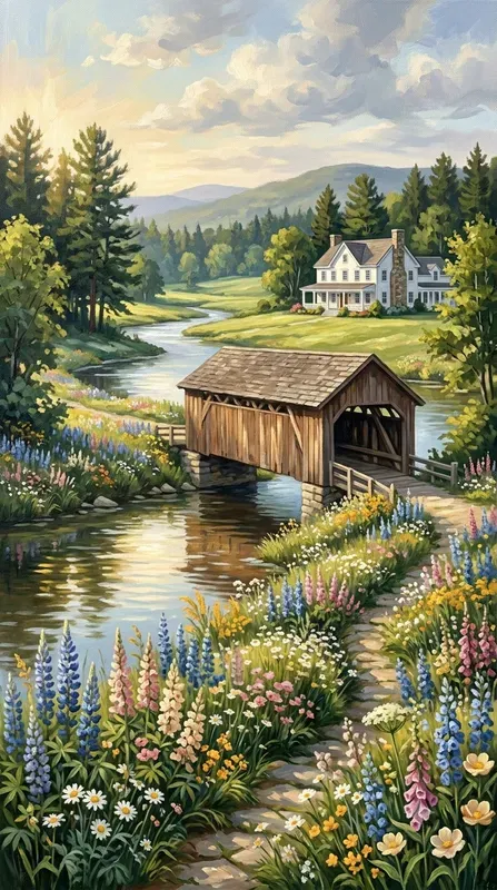 Acrylic Summer In Vermont Illustrations