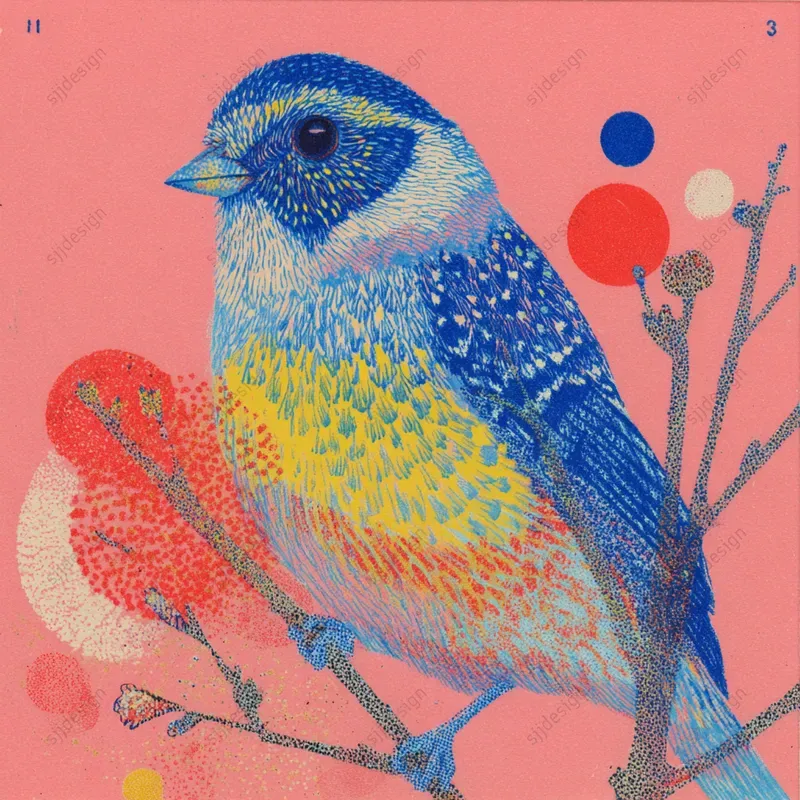 Risograph Pop Folk Illustration Style