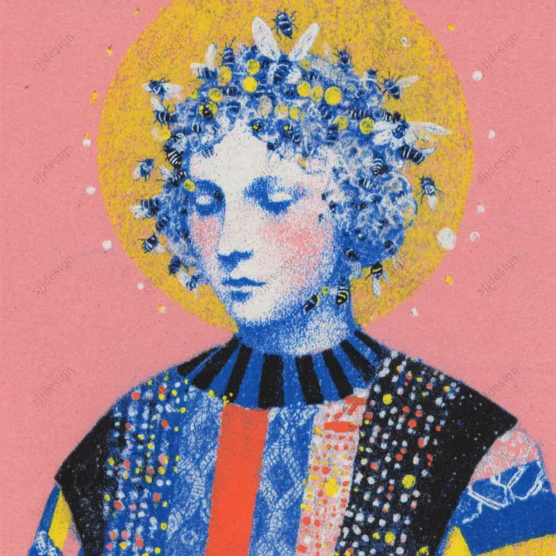 Risograph Pop Folk Illustration Style