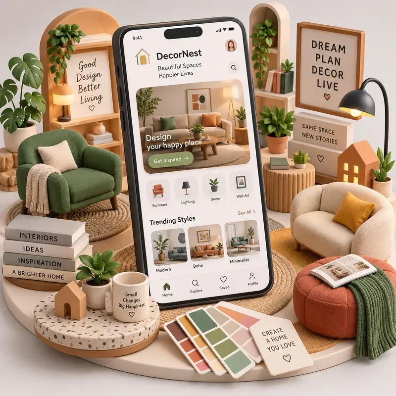3D Clay Mobile App UI Generator