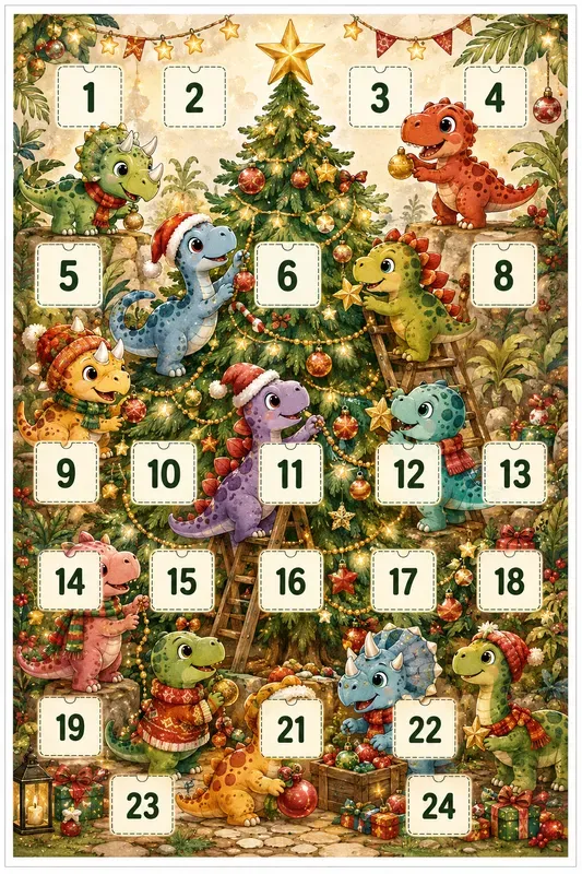 Kids Dinosaur Christmas Advent Calendars