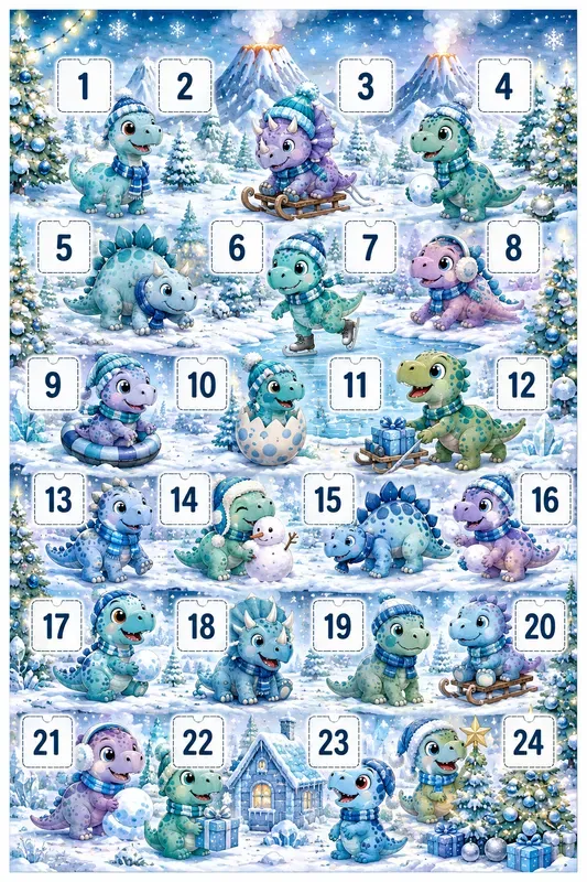 Kids Dinosaur Christmas Advent Calendars